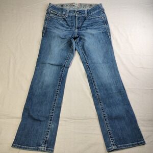 Ariat REAL Jeans Women 33R Mid Rise Stretch Icon Stackable Straight Western
